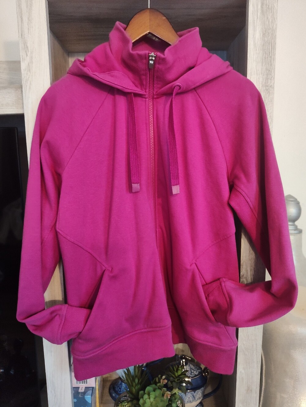 Athleta Bright Pink Full-Zip Hooded Bomber Jacket